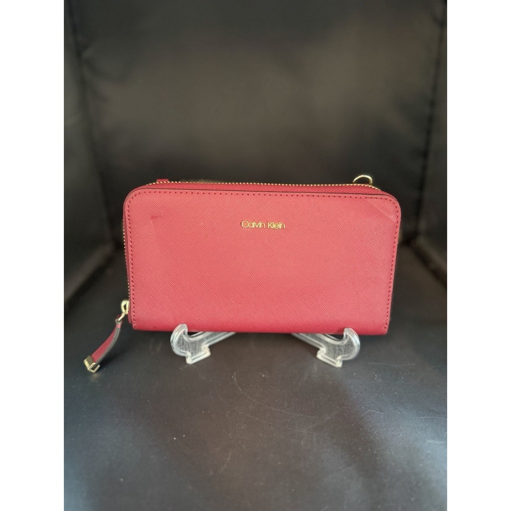 Calvin Klein Pink Zip-Around Wallet w/ Credit Card Slots, Logo & Zipper